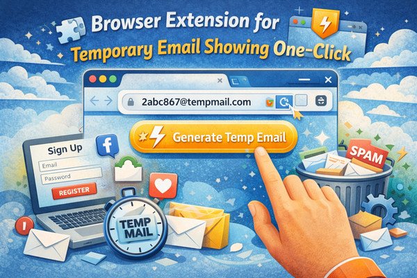 Browser extension for temporary email showing one-click generation