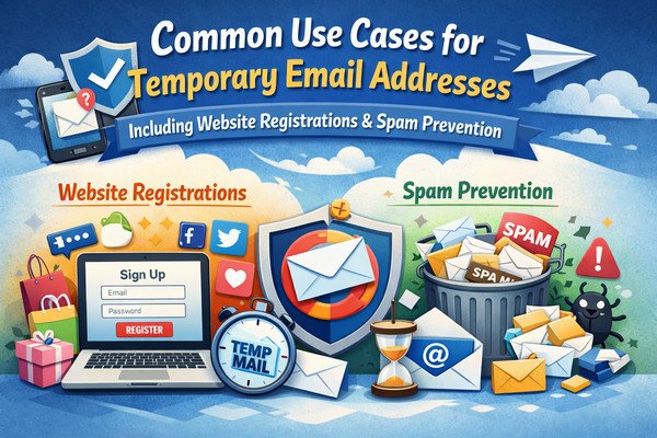 Common use cases for temporary email addresses including website registrations and spam prevention